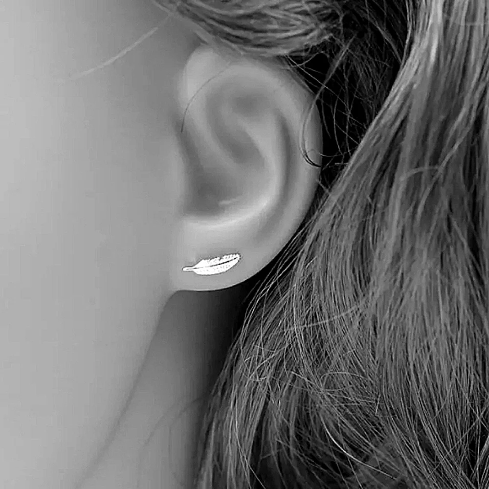 New‎ S925 Feather Stud Earrings